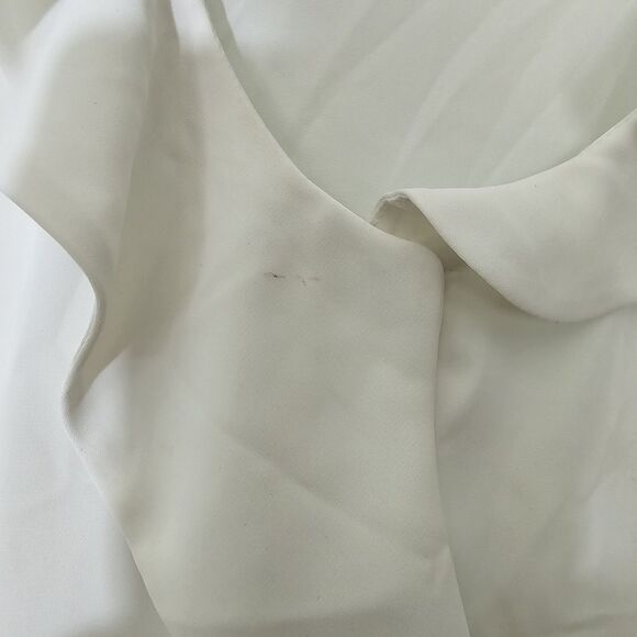 Unique Vintage Ivory Ruffle Short Sleeve Blouse 1X 16 White - Picture 3 of 6